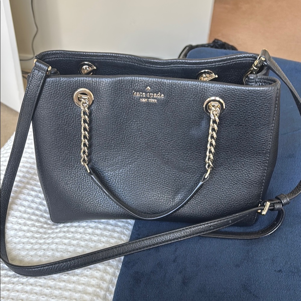 Kate Spade Black and Gold Shoulder Bag with Chain Straps